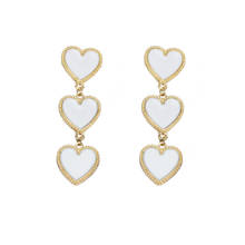 2020 New Design Lady Statement Earring Women Metal Gold Color White Enamel Hearts Long Dangle Drop Earring Fashion Party Jewelry 2024 - buy cheap