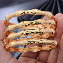 24K 4 Pçs/lote Dubai Pulseiras Cor de Ouro Para As Mulheres Meninas Boa Esposa Etíope De Bambu sorte Pulseiras Pulseira de Presente Da Jóia 2024 - compre barato