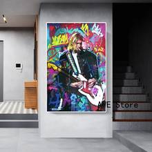 Художественная Картина на холсте с изображением Человека рока певицы поп-Улица граффити настенные постеры для гостиной домашний декор 2024 - купить недорого