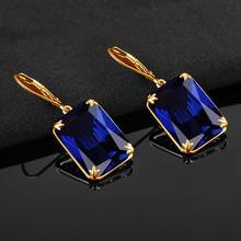 Earrings For Women 14K Gold Jewelry 925 Sterling Silver Long Shiny Blue Sapphire Classic Handmade Fine Jewelry Factory Outlet 2024 - buy cheap