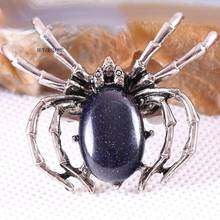 Spider Brooch Natural Stone Blue Sandstone CAB Cabochon Bead Pendant for Men Women DIY Jewelry Making 1Pcs K702 2024 - buy cheap