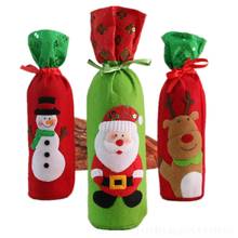 Conjunto de vino tinto de Navidad no tejido, bolsa de vino de muñeco de nieve de Santa alce, decoración de cena de fiesta familiar, productos de Navidad 55 2024 - compra barato