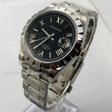 Parnis 39mm relógio masculino caixa de prata safira cristal mostrador preto data janela 21 jóias miyota movimento automático relógio masculino presente 2024 - compre barato