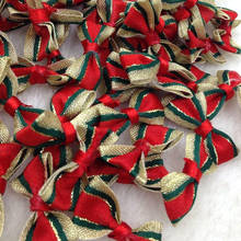 40pcs Satin Ribbon Flowers Bows Christmas Red W/ Gold Appliques E292 2024 - buy cheap