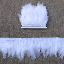 Cinta de adorno de pluma de pavo marabú suave de 1 metro, 8-10 CM, flecos decorativos de pluma blanca para manualidades, decoración de costura de vestido de boda 2024 - compra barato