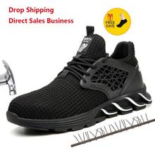 XPUHGM/мужские и женские кроссовки; Уличная дышащая сетчатая защитная обувь; Модные легкие защитные рабочие ботинки со стальным носком 2024 - купить недорого