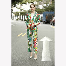 Runway Designer Set High Quality Spring Women Suits Long Sleeve Printed Blazer + Pants Sets NP1237N 2024 - buy cheap
