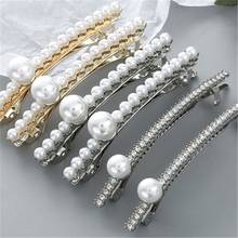 Fashion Women Pearl Hair Clip Crystal Rhinestone Barrette Gold Metal Alloy Hairpins Hairgrip  Hair Claw Clips Hair Accessories 2024 - buy cheap