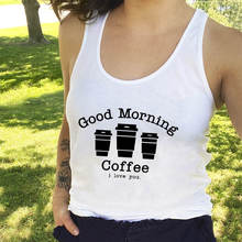 Camisetas sin mangas informales para mujer, Tops de algodón 100% con estampado de "Good Morning Coffee" para amantes del café, camisetas divertidas para vacaciones de fin de semana, chaleco a la moda 2024 - compra barato