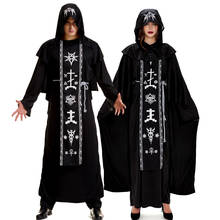 Adulto medieval mágico robe cosplay traje para homens mulheres preto com capuz assustador bruxa diabo role play traje para festa de halloween 2024 - compre barato