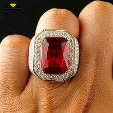 Мужское кольцо с рубином золотого цвета, классическое мужское Винтажное кольцо в стиле 1920-х годов с красным камнем и фианитами, роскошные вечерние ЦА Дубая, для вечеринок 2024 - купить недорого