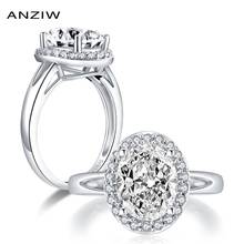Anéis de prata esterlina 925 ct moda idow, anéis com corte oval, halo, diamante simulado, joias para presente, casamento 2024 - compre barato