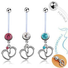 1pc Woman Baby Feet Flexible Barbell Belly Ring Pregnancy Marternity Belly Bar Body Piercing  Jewelry 2024 - buy cheap