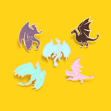 Pin de solapa de esmalte de dinosaurio colorido para niños, broche de Animal de pterosauro, dragón de fuego, insignia de mochila, regalo de joyería 2024 - compra barato