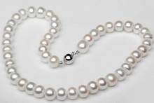 10mm bright white pearl choker necklace natural Freshwater PEARL Women Jewelry 35cm 43cm 15'' 17'' 2024 - buy cheap