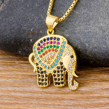 Collar de elefante de arcoíris para mujer, colgante de diamantes de imitación, cadena larga de Color dorado, joyería, regalo de fiesta de cumpleaños 2024 - compra barato
