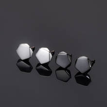 Pendientes con diseño de rombos geométricos para hombre y mujer, aretes con pasador en blanco y negro, estilo Hip Hop, Punk, Unisex 2024 - compra barato