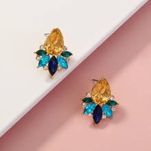 Elegant Ladies Winter Trendy Multicolor Water Drop Leaves Crystal Stud Earrings For Women Fashion Jewelry Clothes Accessories 2024 - buy cheap