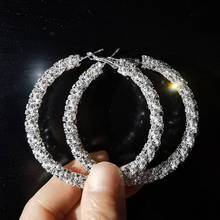 BLIJERY-pendientes de aro grandes trenzados con diamantes de imitación hiperbólicos para mujer, aretes de círculo llamativos de cristal, pendientes de aro 2024 - compra barato