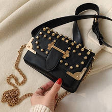Rivet Square Crossbody Bag 2020 Fashion New High quality PU Leather Women's Designer Handbag Chain Shoulder Messenger Bag 2024 - buy cheap