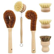 Plant Based Cleaning Brush Set, 6 Piece for Vegetable, and Kitchen Dish Cleaning, Zero Waste & Biodegradable Kitchen Brushes 2024 - buy cheap