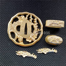 HANDMADE COPPER BRASS A SET JAPANESE SAMURAI SWORD GUARD TSUBA Plum blossom THEME KATANA DIY FITTING TSUBA+FUCHI+KASHIRA+MENUKI 2024 - buy cheap