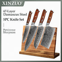 XINZUO 5PCS Knife Set 60 Hrc Damascus Steel Kitchen Tool Set Rosewood Handle Gift Knives Set Kitchen with Holder Accessories 2024 - buy cheap