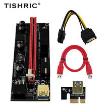 Tishric 5 pces 3 em 1 pci-e riser 009s cartão sb 3.0 sata para 6pin adaptador cabo pcie pci e extensor de mineração riser para placa de vídeo 2024 - compre barato