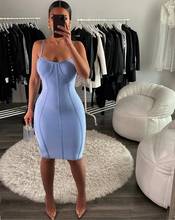 Wholesale Bandage Dress Vestidos 2019 Sexy Sleeveless Sky Blue Party Dress Club Vestidos 2024 - compre barato