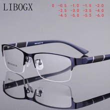 LIBOGX-gafas para miopía para hombre y mujer, lentes de Metal con medio Marco, montura para miopía, dioptrías, 1,0 ---6,0 2024 - compra barato
