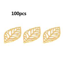 100 pcs/Pack Openwork Leaf Metal Flower Frame Pendant Charm DIY UV Resin Necklace Jewelry Making 2024 - buy cheap