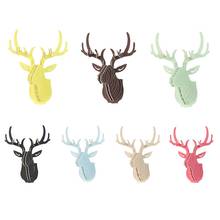 DIY 3D Wooden Animal Deer Head Art Model Home Office Wall Hanging Decoration Storage Holders Racks Four Colors Available 2024 - buy cheap