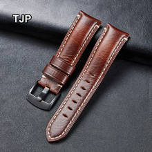 Handmade Genuine Leather Watchbands 20mm 22mm 24mm 26mm Chapped Thick Cowhide Watch Band Strap Pin Buckle Belt Accessories 2024 - buy cheap