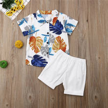 Brand New Floral Baby Boy Gentleman Outfits Suit Short Sleeve Toddler Shirt Tops+Shorts Summer Set Kids Clothes 1-6T 2024 - buy cheap