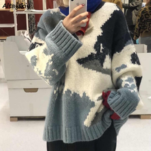 Pullovers Women Print Design Harajuku Streetwear College Chic Soft Female New Spring Sweaters Loose Fashion Leisure Ulzzang Ins 2024 - buy cheap