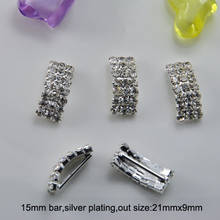 (L0242) 15mm inner bar 100pcs rhinestone buckle,silver or light gold crystal buckle ribbon slider for invitation card 2024 - buy cheap