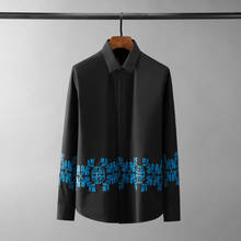 Minglu-camisas de algodón de manga larga para hombre, camisas de vestir informales con bordado de copo de nieve, ajustadas, a la moda, 4XL 2024 - compra barato