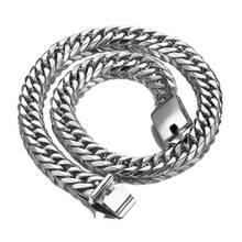 Cool Buckle Meter Stainless Steel Silver Color Cuban Curb Link Chain Gift Mens Male Necklace Or Bracelet 7-40" Fashion Jewelry 2024 - buy cheap