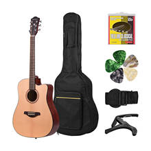 41-дюймовая акустическая народная гитара из елового дерева, верхняя панель из красного дерева, задняя панель с ремешком, сумка Capo Picks Strings 2024 - купить недорого