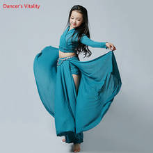 Belly Dance Set V-Neck Top Long Sleeve Split Big Swing Skirt Practice Clothes Child Oriental Dancing Performance Clothing Suit 2024 - buy cheap