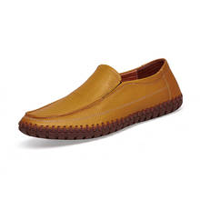 Sapatilhas masculinas de couro de alta qualidade, sapatos macios para homens feito à mão, sapatos casuais, tamanhos grandes 38-47 2024 - compre barato