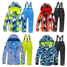 2020 Boys Skiing Suits Fleece Hood Jackets Overalls Children Snow Sets Waterproof Sport Kids Ski Clothing Set Windproof Outfits 2024 - buy cheap