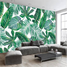 Milofi custom wallpaper wall covering European hand-painted tropical rainforest banana leaf TV background wall 2024 - buy cheap