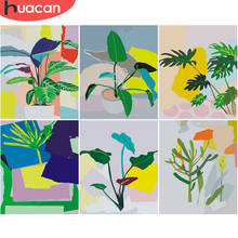 Huacan pintura por número, planta, pintura pintada à mão, arte, presente, fotos por número, desenho de flor, em tela, kits, decoração de casa 2024 - compre barato