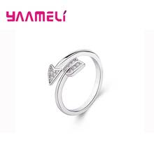 925 Sterling Silver Zirconia Arrow Crystal Open Rings For Women Girls Adjustable Engagement Female Party Finger Ring Jewelry 2024 - buy cheap