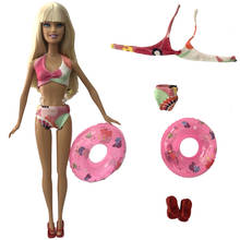 NK 3 Items = 1x Swimwear Bikini Swimsuit + 1x Swimming Buoy Lifebelt Ring+Shoes Accessories for Barbie Doll 70B 5X 2024 - buy cheap