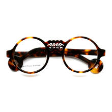 Retro Chinese Element Round Eyeglasses Oversize Glasses Frames Handmade Acetate Eyewear Black Leopard Vintage Spectacles 2024 - buy cheap