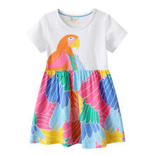 Новое поступление, летние разноцветные платья принцессы Jumping Meters, хлопковая модная Милая одежда для маленьких девочек, одежда для школы или вечерние 2024 - купить недорого