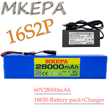 60V 16s2p  battery pack Li ion battery pack 67.2v 28ah eBike electric bicycle scooter with BMS 1000W plug and charger 2024 - buy cheap