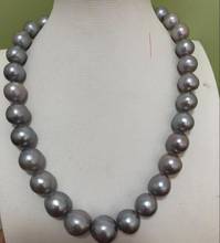 classic huge 11-13mm freshwater silver grey pearl necklace 18inch 925silver 2024 - buy cheap
